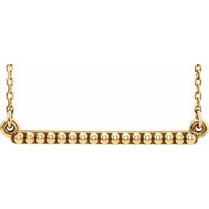 14K Yellow Beaded Bar 16-18″ Necklace