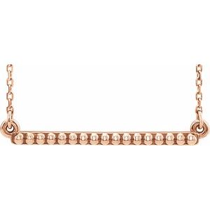 14K Rose Beaded Bar 16-18″ Necklace