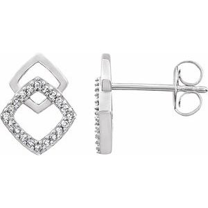 1/10 Ctw Natural Diamond Geometric Earrings