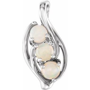 Natural White Opal 3-Stone Pendant