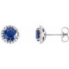 Sterling Silver 3 mm Lab-Grown Blue Sapphire & 1/10 CTW Natural Diamond Earrings