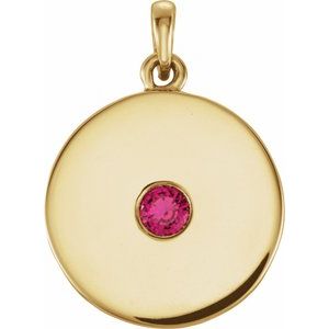 14K Yellow Natural Ruby Disc Pendant