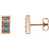 14K Rose Natural Aquamarine Two-Stone Earrings