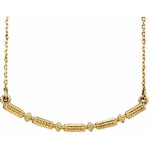 14K Yellow Beaded Bar 16-18″ Necklace