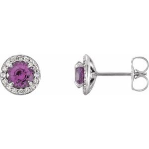 Natural Amethyst And 1/6 Ctw Natural Diamond Earrings