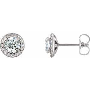 Colorless Lab-Grown Moissanite And 1/5 Ctw Natural Diamond Earrings