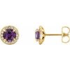 14K Yellow 4.5 mm Lab-Grown Alexandrite & 1/6 CTW Natural Diamond Earrings