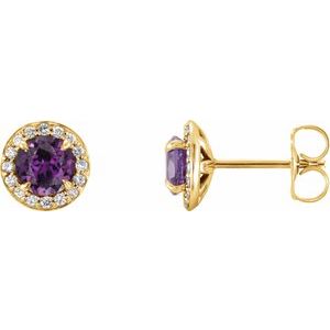 Lab-Grown Alexandrite And 1/6 Ctw Natural Diamond Earrings