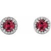 14K White 5 mm Natural Ruby & 1/8 CTW Natural Diamond Earrings