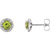 14K White 4.5 mm Natural Peridot & 1/6 CTW Natural Diamond Earrings