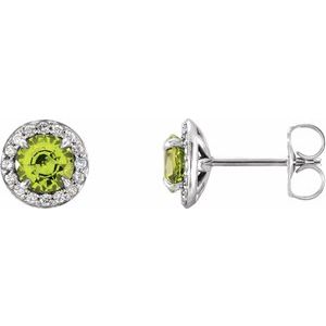 Natural Peridot And 1/6 Ctw Natural Diamond Earrings