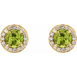 Natural Peridot And 1/6 Ctw Natural Diamond Earrings