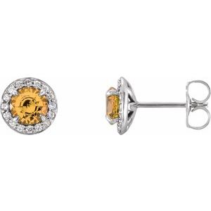 Natural Citrine And 1/6 Ctw Natural Diamond Earrings