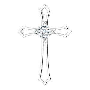 3/8 Ctw Natural Diamond Cross Pendant