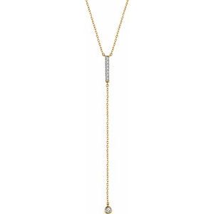 14K Yellow 1/8 CTW Natural Diamond Bar 16-18″ Y Necklace