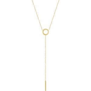 14K Yellow Circle & Bar 16-18″  Y Necklace