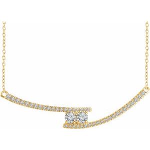 3/8 Ctw Natural Diamond 2-Stone Necklace