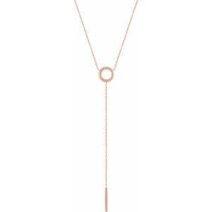 14K Rose Circle & Bar 16-18″  Y Necklace