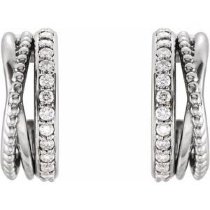 1/5 Ctw Natural Diamond Beaded Hoop Earrings