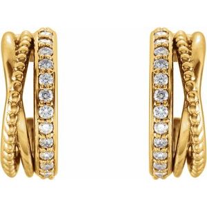 1/5 Ctw Natural Diamond Beaded Hoop Earrings