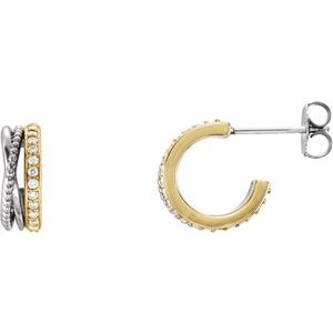 1/5 Ctw Natural Diamond Beaded Hoop Earrings