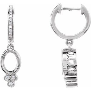 1/6 Ctw Natural Diamond Semi-Set Dangle Hoop Earrings