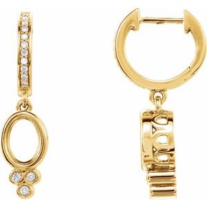 1/6 Ctw Natural Diamond Semi-Set Dangle Hoop Earrings