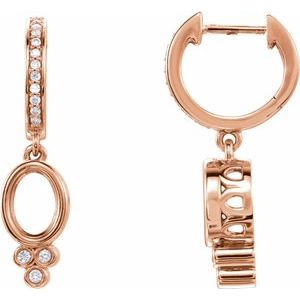 1/6 Ctw Natural Diamond Semi-Set Dangle Hoop Earrings