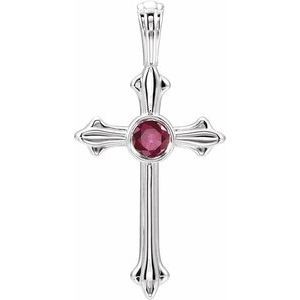 Platinum Natural Ruby Cross Pendant