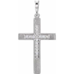 .07 Ctw Natural Diamond Cross Pendant