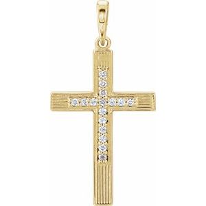 .07 Ctw Natural Diamond Cross Pendant