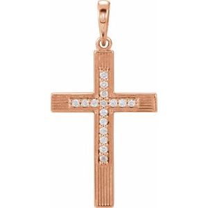 .07 Ctw Natural Diamond Cross Pendant