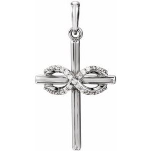 .06 Ctw Natural Diamond Infinity Style Cross Pendant