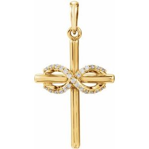 .06 Ctw Natural Diamond Infinity Style Cross Pendant