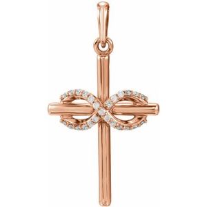 .06 Ctw Natural Diamond Infinity Style Cross Pendant