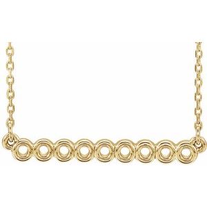 14K Yellow Circle Bar 16″-18″ Necklace