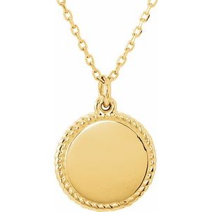 14K Yellow Engravable Round 16-18″ Rope Necklace