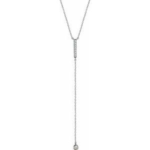 14K White 1/8 CTW Natural Diamond Bar 16-18″ Y Necklace