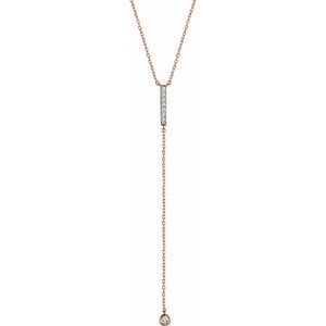 14K Rose 1/8 CTW Natural Diamond Bar 16-18″ Y Necklace