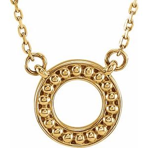 14K Yellow Beaded Circle 16-18″ Necklace