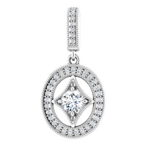 14K White 4.1 mm Round 1/3 CTW Natural Diamond Pendant