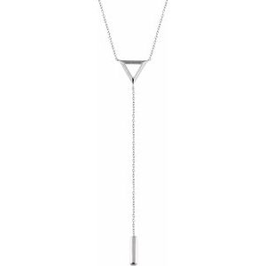 14K White Triangle & Bar 16-18″  Y Necklace