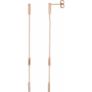 1/10 Ctw Natural Diamond Chain Earrings