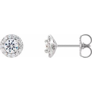 Forever One Lab-Grown Moissanite And 1/8 Ctw Natural Diamond Earrings