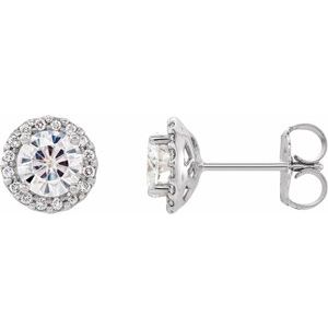 Forever One Lab-Grown Moissanite And 1/8 Ctw Natural Diamond Earrings