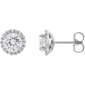 Forever One Lab-Grown Moissanite And 1/6 Ctw Natural Diamond Earrings