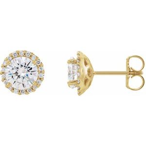 Forever One Colorless Lab-Grown Moissanite And 1/6 Ctw Natural Diamond Earrings