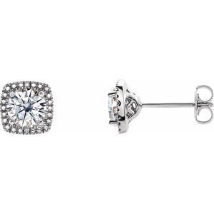 Forever One 1 1/2 Ctw Lab-Grown Moissanite And .015 Ctw Natural Diamond Earrings