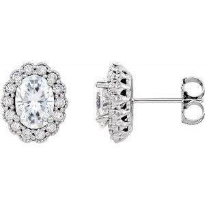 Forever One 2 Ctw Lab-Grown Moissanite And 3/8 Ctw Natural Diamond Earrings