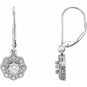 Forever One 1/2 Ctw Lab-Grown Moissanite And 1/8 Ctw Natural Diamond Earrings